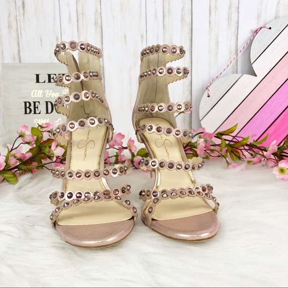💲🔻NIB JESSICA SIMPSON Champagne Studded Heels - Picture 3 of 8